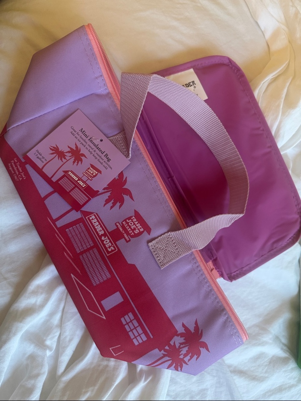 Trader Joe's Pink & Lavender Insulated Tote Bag